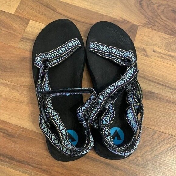 Airwalk Black Sandals Outdoor Shoe Hiking Swim Double Strap Aztec Blue 8 - Picture 12 of 12